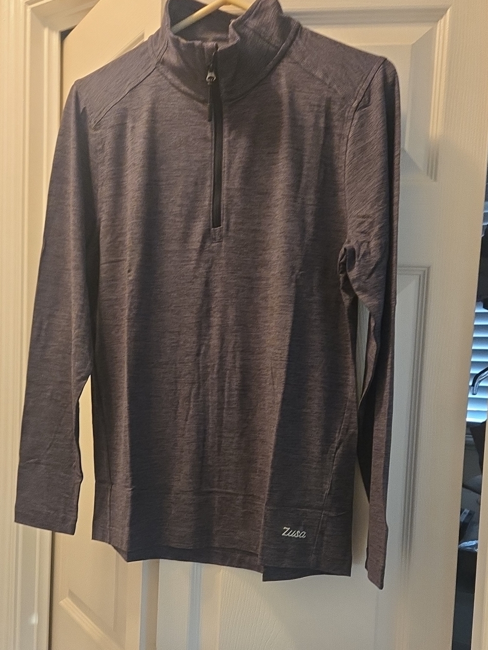 Zusa Heathered Black Quarter-Zip Pullover
